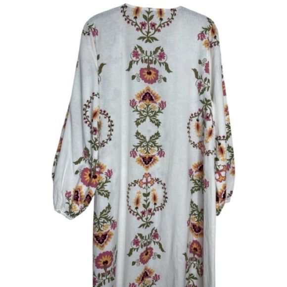 Zara Ecru Floral Midi Dress Small - Picture 12 of 14